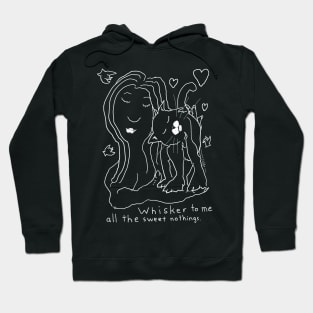 Whisker To Me  black and white cat drawing for dark background Hoodie
